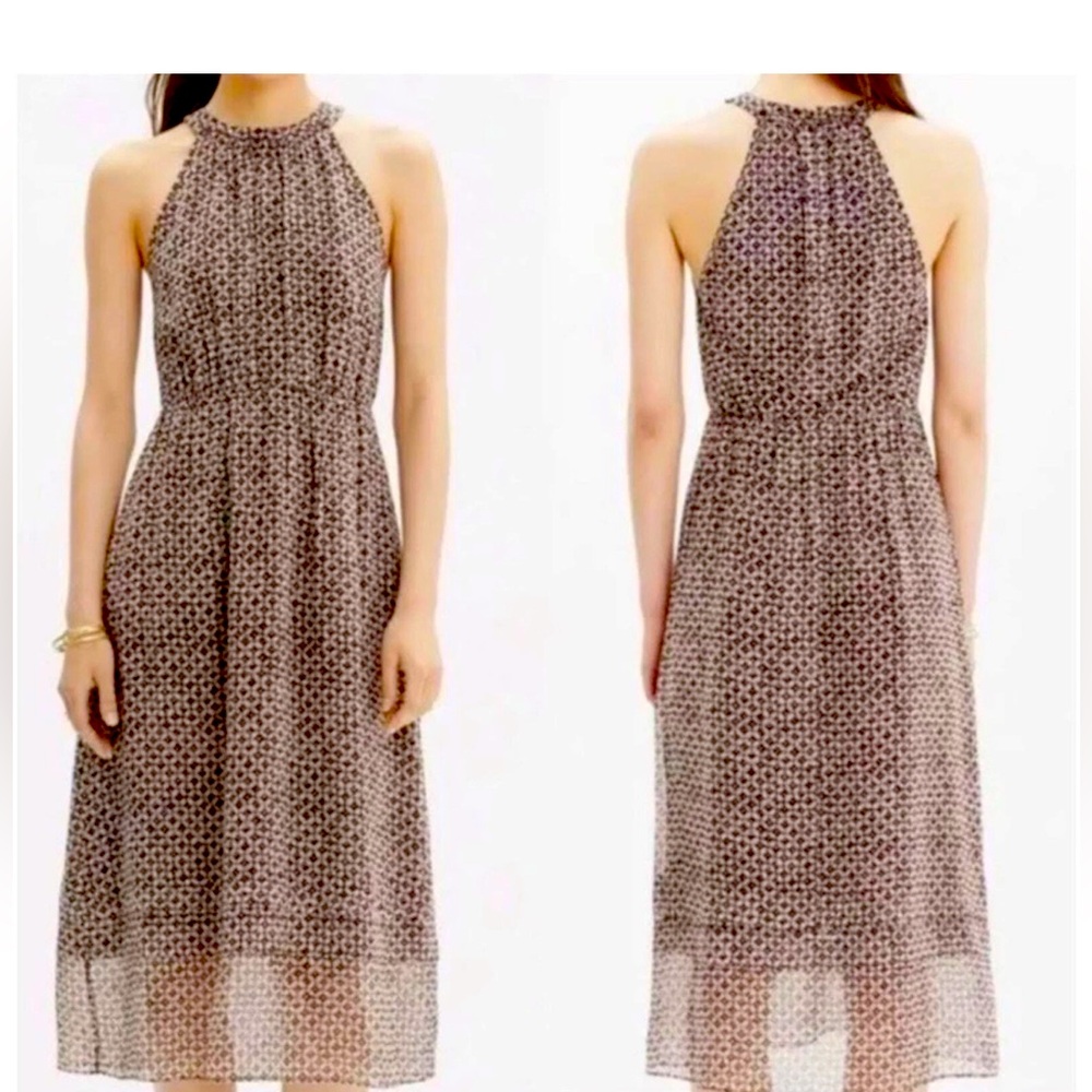 Madewell Silk Midi Dress Diamond Tile Halter Neck Empire size 0-2